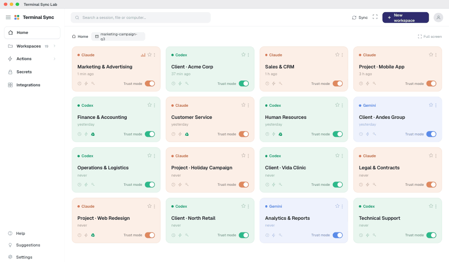 TerminalSync dashboard
