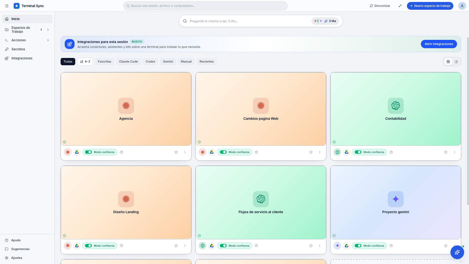 Your AI workspaces, synced everywhere.
